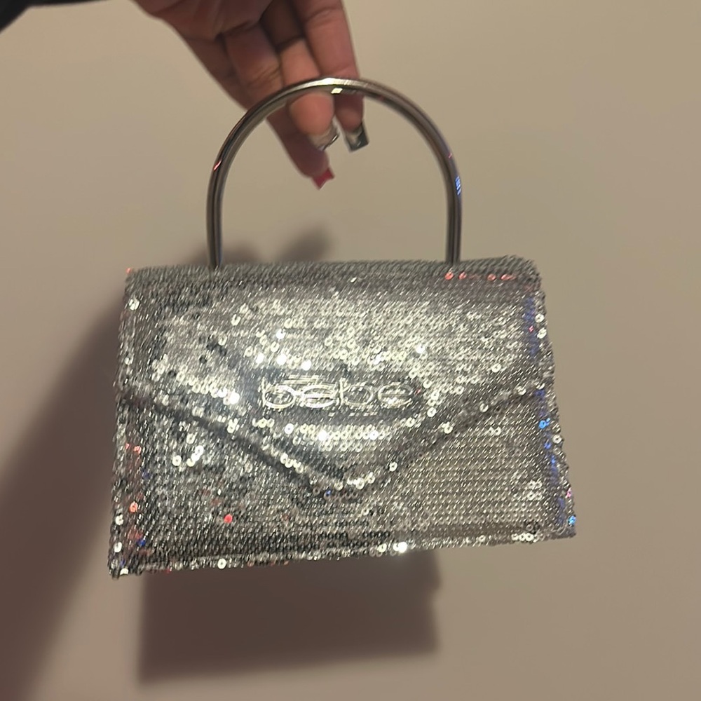 Bebe Silver Sequin Mini Bag